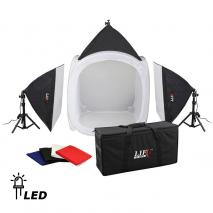 LIFE of PHOTO LED Lichtzelt-Set LC- 80 LED, Lichtwürfel 80 cm, 3x30W, Fotozelt mit Beleuchtung und Tasche 